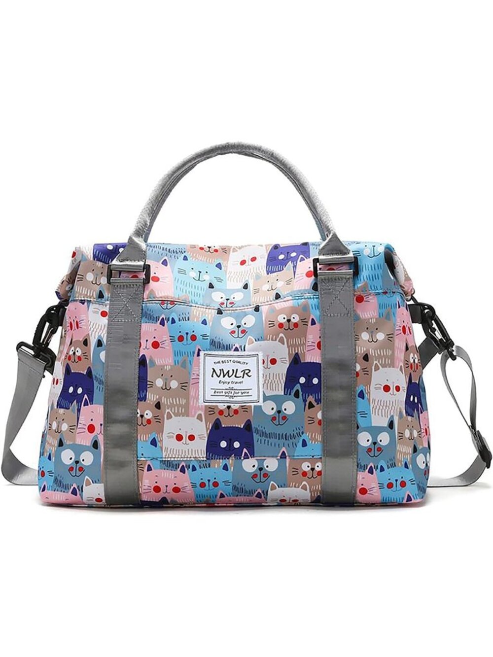 New Travel Duffle Bag Weekender Overnight Gym Bag for Women, Cute Cats